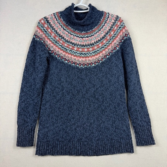 L.L. Bean Sweaters - L.L. Bean Mock Neck Fair Isle Sweater SMALL Chunky Knit